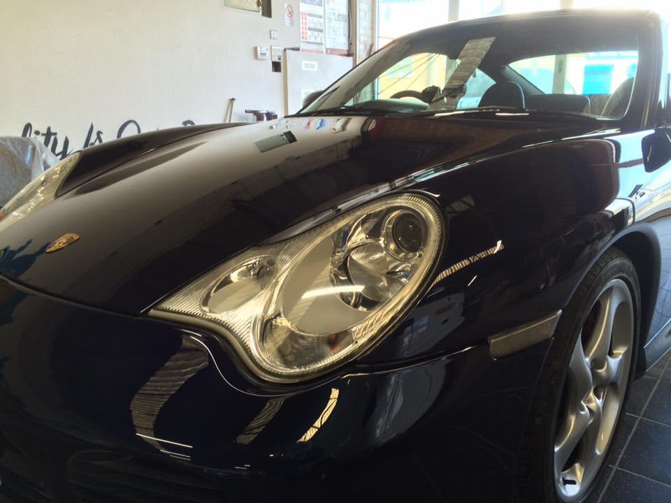 Completed work on Porsche 911 at AWL Car Body Shop Swansea