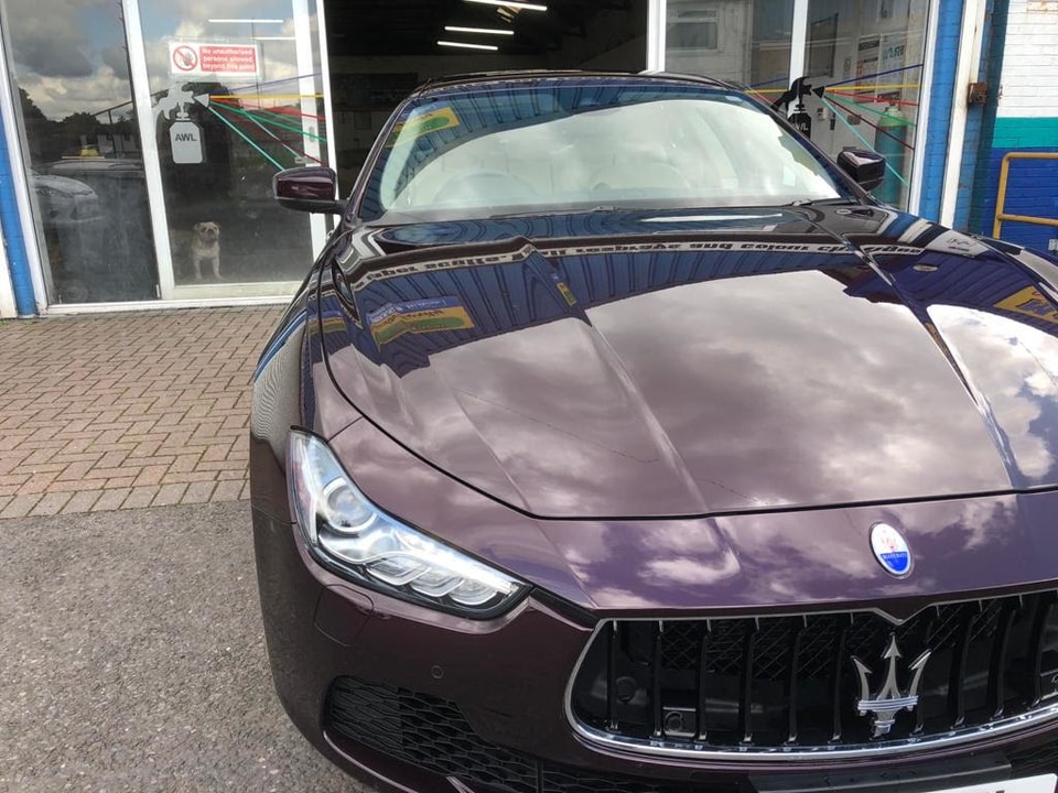 dark purple respray Mesarati Car Body Shop Swansea